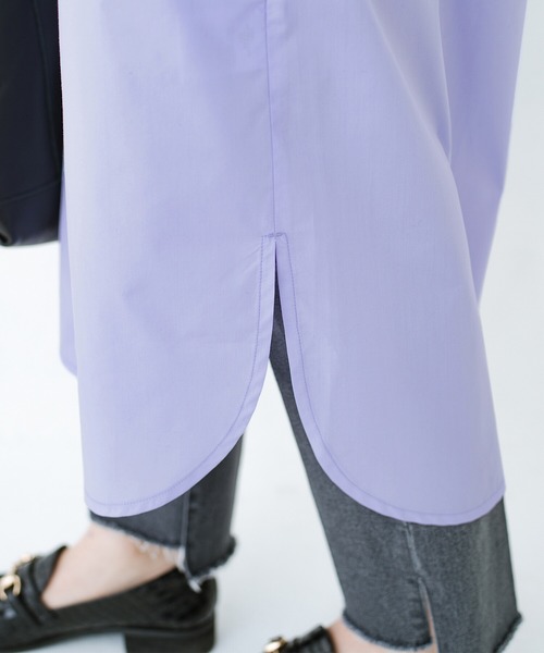 haco!（ハコ）の「いつの間にか太ったからだもすっきりIラインがオシャレにごまかしてくれるシャツワンピース by que made me（シャツワンピース・レディース・ラベンダー/ブルー系その他・SMALL/MEDIUM/LARGE/X-LARGE）」の18枚目の写真