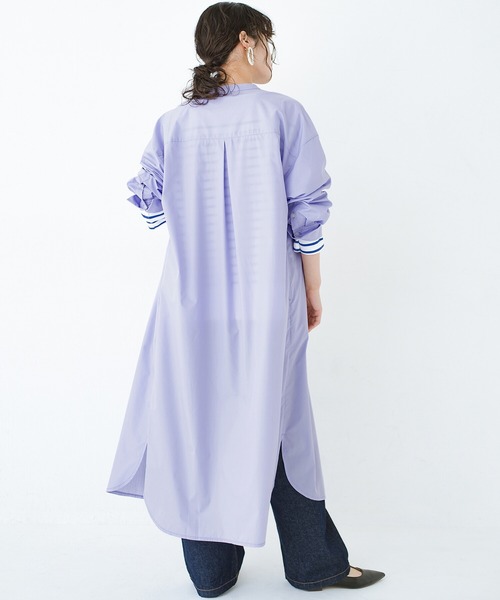 haco!（ハコ）の「いつの間にか太ったからだもすっきりIラインがオシャレにごまかしてくれるシャツワンピース by que made me（シャツワンピース・レディース・ラベンダー/ブルー系その他・SMALL/MEDIUM/LARGE/X-LARGE）」の3枚目の写真