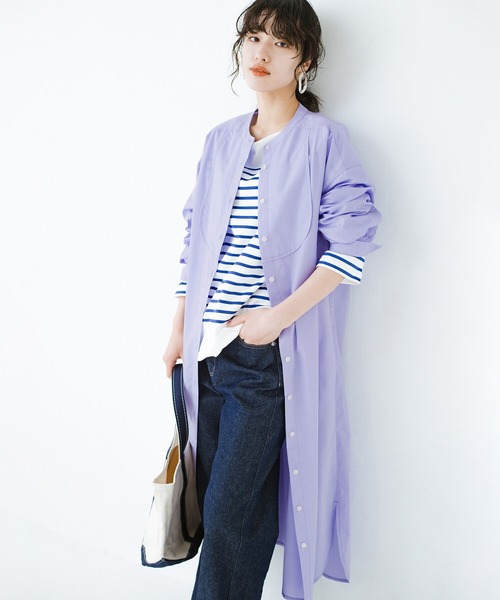 haco!（ハコ）の「いつの間にか太ったからだもすっきりIラインがオシャレにごまかしてくれるシャツワンピース by que made me（シャツワンピース・レディース・ラベンダー/ブルー系その他・SMALL/MEDIUM/LARGE/X-LARGE）」の19枚目の写真