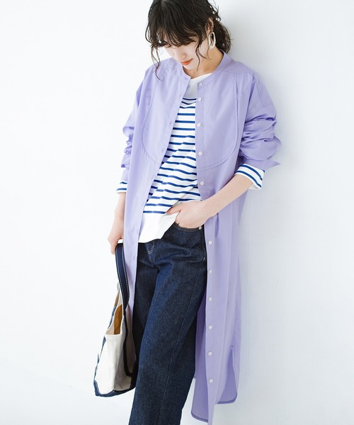haco!（ハコ）の「いつの間にか太ったからだもすっきりIラインがオシャレにごまかしてくれるシャツワンピース by que made me（シャツワンピース・レディース・ラベンダー/ブルー系その他・SMALL/MEDIUM/LARGE/X-LARGE）」の7枚目の写真
