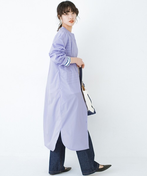haco!（ハコ）の「いつの間にか太ったからだもすっきりIラインがオシャレにごまかしてくれるシャツワンピース by que made me（シャツワンピース・レディース・ラベンダー/ブルー系その他・SMALL/MEDIUM/LARGE/X-LARGE）」の8枚目の写真