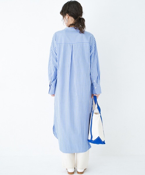 haco!（ハコ）の「いつの間にか太ったからだもすっきりIラインがオシャレにごまかしてくれるシャツワンピース by que made me（シャツワンピース・レディース・ラベンダー/ブルー系その他・SMALL/MEDIUM/LARGE/X-LARGE）」の10枚目の写真