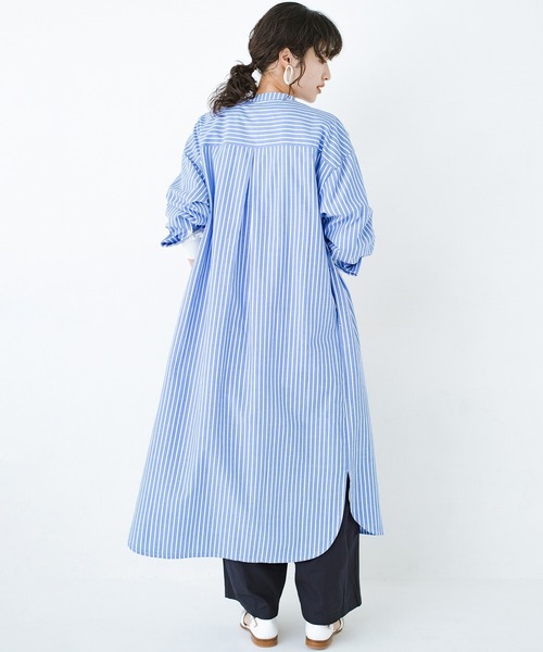 haco!（ハコ）の「いつの間にか太ったからだもすっきりIラインがオシャレにごまかしてくれるシャツワンピース by que made me（シャツワンピース・レディース・ラベンダー/ブルー系その他・SMALL/MEDIUM/LARGE/X-LARGE）」の17枚目の写真