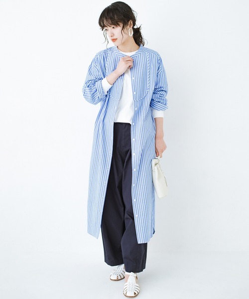 haco!（ハコ）の「いつの間にか太ったからだもすっきりIラインがオシャレにごまかしてくれるシャツワンピース by que made me（シャツワンピース・レディース・ラベンダー/ブルー系その他・SMALL/MEDIUM/LARGE/X-LARGE）」の13枚目の写真