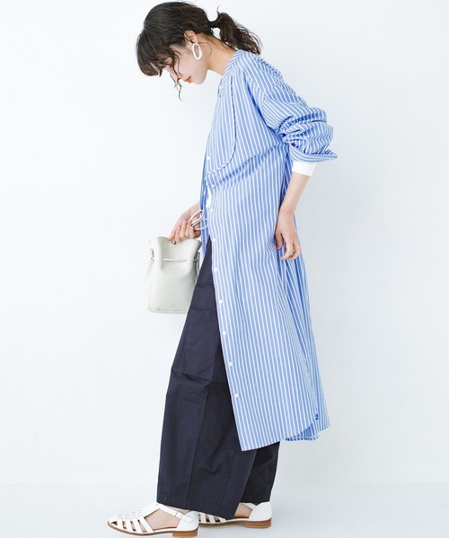 haco!（ハコ）の「いつの間にか太ったからだもすっきりIラインがオシャレにごまかしてくれるシャツワンピース by que made me（シャツワンピース・レディース・ラベンダー/ブルー系その他・SMALL/MEDIUM/LARGE/X-LARGE）」の22枚目の写真