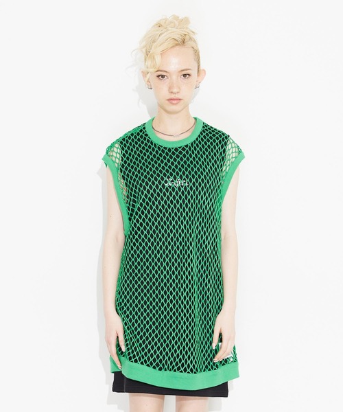 X-girl(エックスガール)の「MESH VEST(Tシャツ/カットソー・レディース・グリーン/ブラック/ホワイト・ONE SIZE)」の3枚目の写真