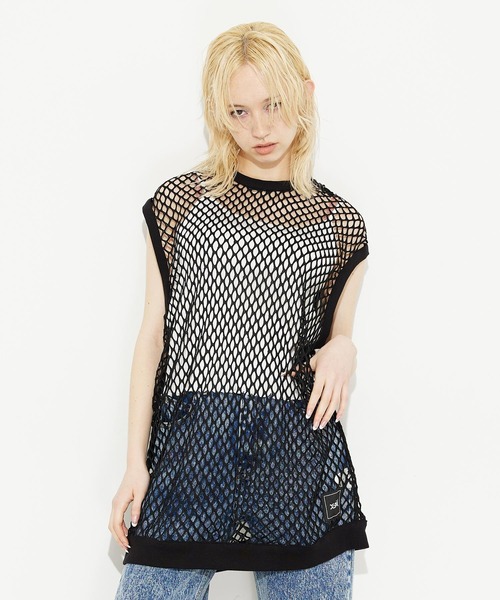 tシャツ TYPOGRAPHY AND MARBLE MESH TOP レディース X-girl｜TYPOGRAPHY AND MARBLE MESH TOP X-girl | Rakuten