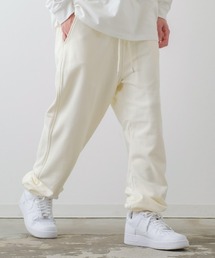 アーチロゴプリント＆ソリッド 引揃裏毛 バルーンシルエット ワイド スウェットパンツ