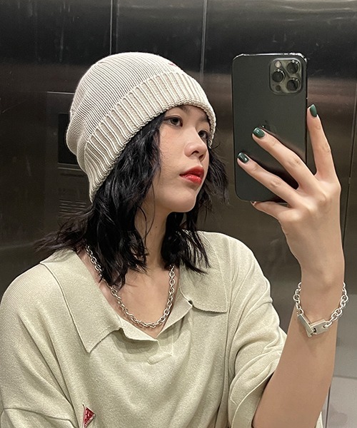 MASONPRINCE（メイソンプリンス）の「ワンポイントロゴコットンニットキャップ MZ2042 【MASONPRINCE】（ニットキャップ/ビーニー・メンズ・グレー/アイボリー/ブラック・FREE）」の6枚目の写真