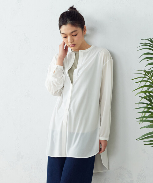 COMME CA ISM(コムサイズム)の「【セットアイテム】 シアブラウス+タンクトップ(シャツ/ブラウス・レディース・ホワイト/ブラウン/セージグリーン・MEDIUM/LARGE)」の2枚目の写真