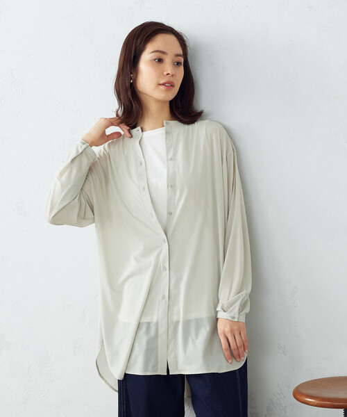 COMME CA ISM(コムサイズム)の「【セットアイテム】 シアブラウス+タンクトップ(シャツ/ブラウス・レディース・ホワイト/ブラウン/セージグリーン・MEDIUM/LARGE)」の1枚目の写真