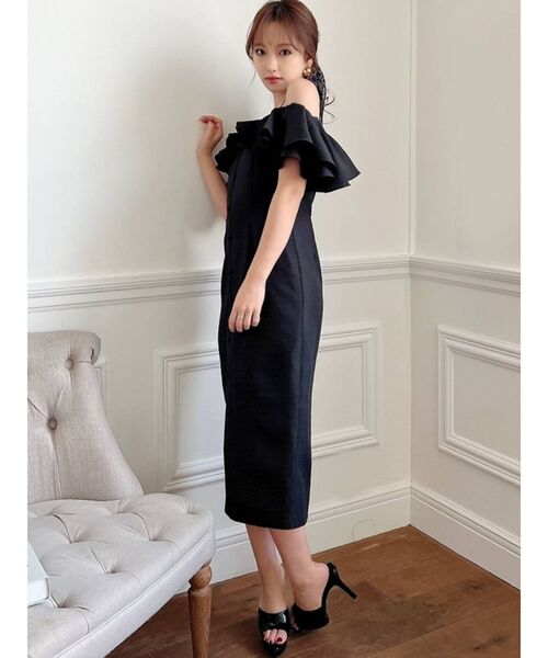 RESEXXY（リゼクシー）の「ラッフルオフショルキャミワンピース（ワンピース・レディース・ブラック/ミント/オレンジ・FREE）」の7枚目の写真