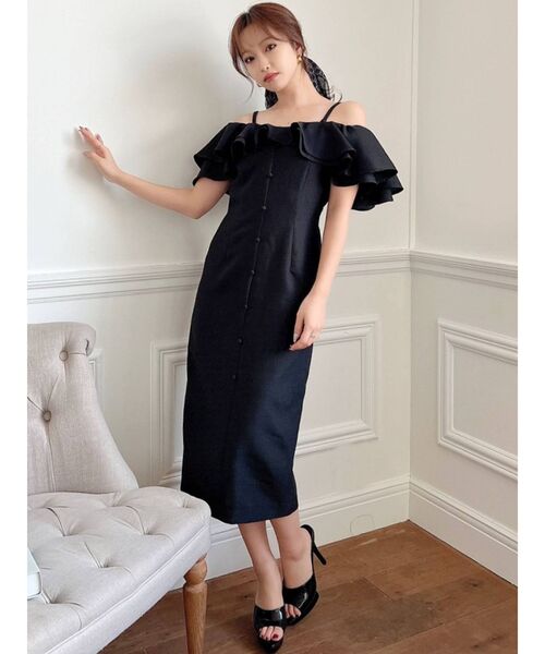 RESEXXY（リゼクシー）の「ラッフルオフショルキャミワンピース（ワンピース・レディース・ブラック/ミント/オレンジ・FREE）」の9枚目の写真