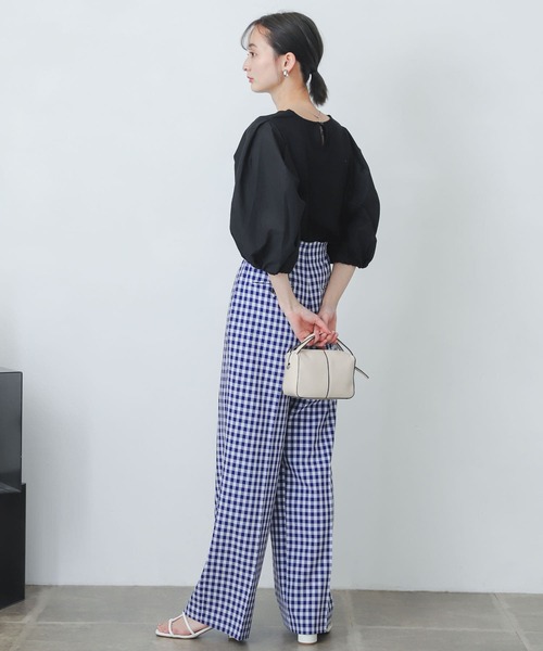 SENSE OF PLACE by URBAN RESEARCH（センスオブプレイスバイアーバンリサーチ）の「ギンガムチェックハイウエストワイドパンツ（その他パンツ・レディース・ブルー系その他/ブラック系その他・SMALL/LARGE/MEDIUM/X-SMALL/TALL）」の15枚目の写真