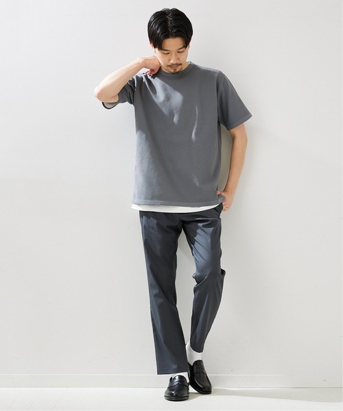 417 EDIFICE（フォーワンセブンエディフィス）の「【ニット+カットソーの2点セット】カノコクルーネックTシャツ（ニット/セーター・メンズ・ホワイト/ベージュ/グレー/サックスブルー・SMALL/MEDIUM/LARGE）」の8枚目の写真