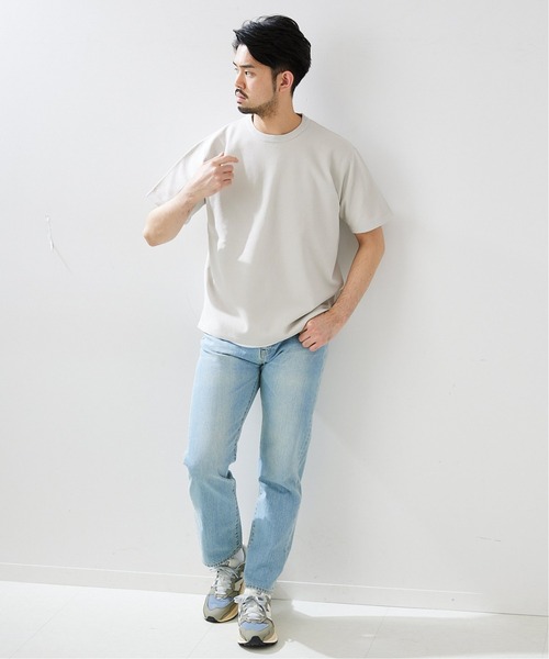 417 EDIFICE（フォーワンセブンエディフィス）の「【ニット+カットソーの2点セット】カノコクルーネックTシャツ（ニット/セーター・メンズ・ホワイト/ベージュ/グレー/サックスブルー・SMALL/MEDIUM/LARGE）」の5枚目の写真