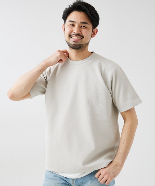 417 EDIFICE（フォーワンセブンエディフィス）の「【ニット+カットソーの2点セット】カノコクルーネックTシャツ（ニット/セーター・メンズ・ホワイト/ベージュ/グレー/サックスブルー・SMALL/MEDIUM/LARGE）」の6枚目の写真