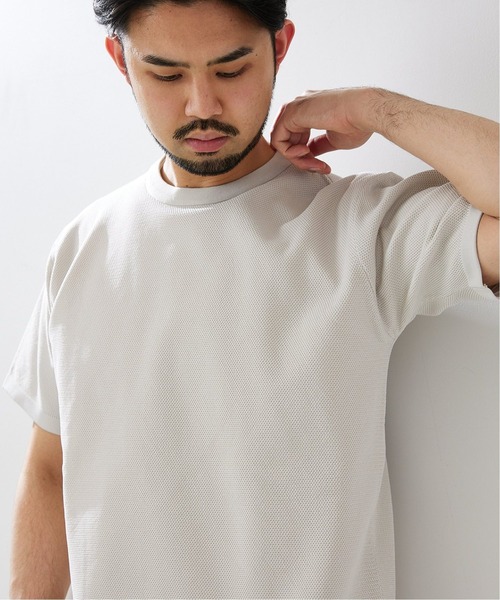 417 EDIFICE（フォーワンセブンエディフィス）の「【ニット+カットソーの2点セット】カノコクルーネックTシャツ（ニット/セーター・メンズ・ホワイト/ベージュ/グレー/サックスブルー・SMALL/MEDIUM/LARGE）」の7枚目の写真