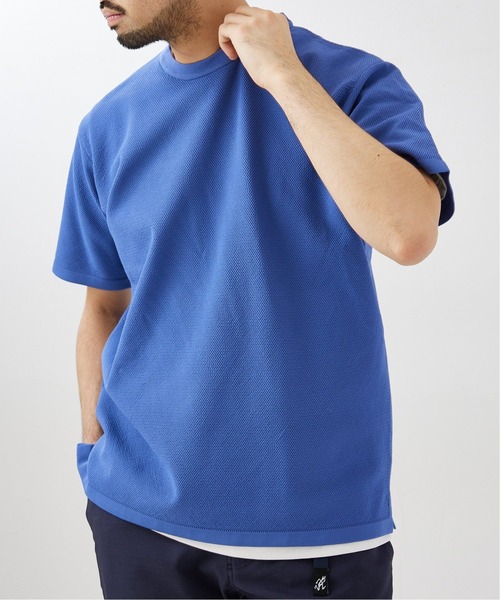 417 EDIFICE（フォーワンセブンエディフィス）の「【ニット+カットソーの2点セット】カノコクルーネックTシャツ（ニット/セーター・メンズ・ホワイト/ベージュ/グレー/サックスブルー・SMALL/MEDIUM/LARGE）」の21枚目の写真