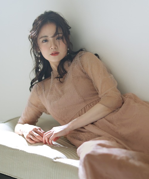 PourVous(プールヴー)の「ミモレ丈&七分袖 フォーマル ラメ 大きいサイズ 結婚式 パンツドレス オケージョンドレス お呼ばれ 二次会 成人式 同窓会 謝恩会 20代 30代(パンツドレス・レディース・ベージュ/ピンクベージュ/ミント・L/M)」の9枚目の写真