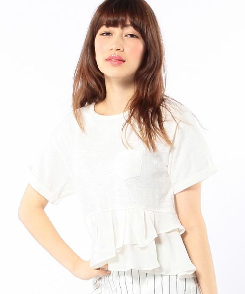 Another Edition（アナザーエディション）の「フリルTシャツ/AEBC INDIGO CP FRL T（Tシャツ/カットソー・レディース・ホワイト/ライトブルー/コバルトブルー・ﾌﾘ-）」の18枚目の写真