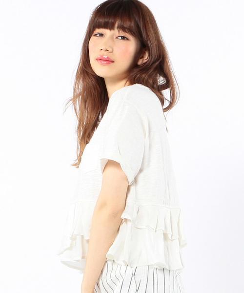 Another Edition（アナザーエディション）の「フリルTシャツ/AEBC INDIGO CP FRL T（Tシャツ/カットソー・レディース・ホワイト/ライトブルー/コバルトブルー・ﾌﾘ-）」の10枚目の写真