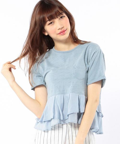 Another Edition（アナザーエディション）の「フリルTシャツ/AEBC INDIGO CP FRL T（Tシャツ/カットソー・レディース・ホワイト/ライトブルー/コバルトブルー・ﾌﾘ-）」の15枚目の写真