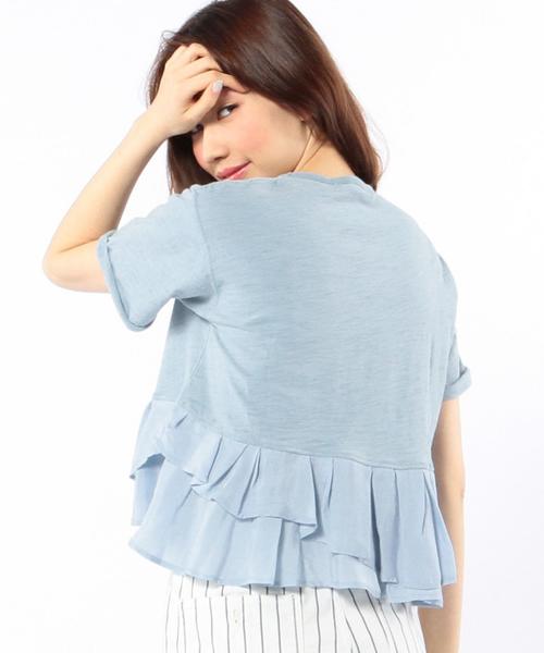 Another Edition（アナザーエディション）の「フリルTシャツ/AEBC INDIGO CP FRL T（Tシャツ/カットソー・レディース・ホワイト/ライトブルー/コバルトブルー・ﾌﾘ-）」の4枚目の写真