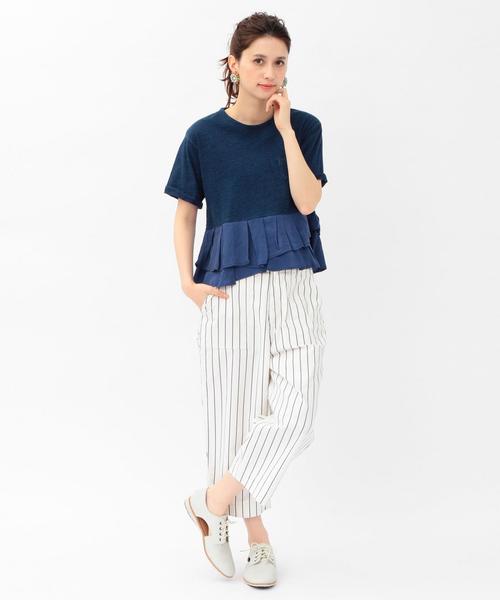 Another Edition（アナザーエディション）の「フリルTシャツ/AEBC INDIGO CP FRL T（Tシャツ/カットソー・レディース・ホワイト/ライトブルー/コバルトブルー・ﾌﾘ-）」の17枚目の写真