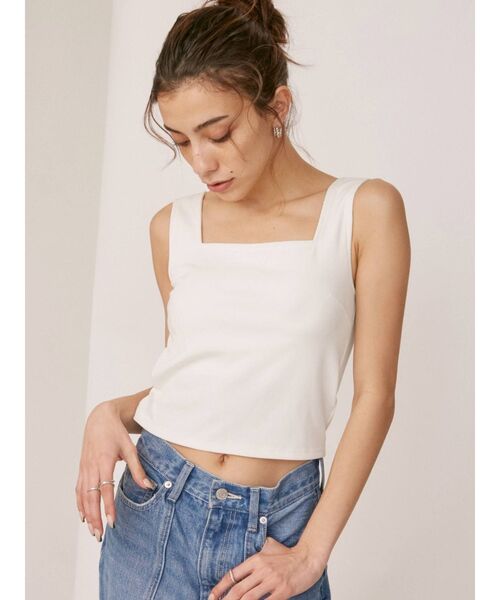 EVRIS（エヴリス）の「スクエアネックリブタンク（タンクトップ・レディース・ホワイト/ブラック/オレンジ/ブルー・FREE）」の9枚目の写真