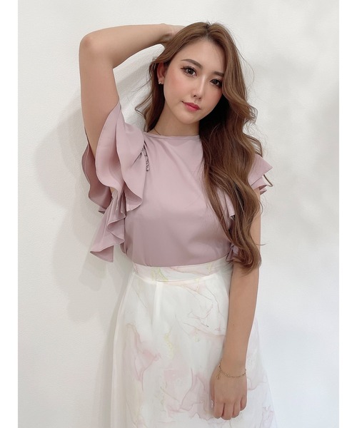 DURAS（デュラス）の「２ＷＡＹオープンショルダーフリルトップ（Tシャツ/カットソー・レディース・ホワイト/ブラック/ミント/ピンク・FREE）」の4枚目の写真