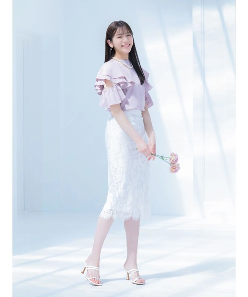 DURAS（デュラス）の「２ＷＡＹオープンショルダーフリルトップ（Tシャツ/カットソー・レディース・ホワイト/ブラック/ミント/ピンク・FREE）」の6枚目の写真