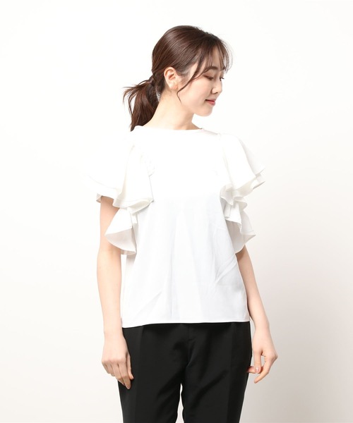 DURAS（デュラス）の「２ＷＡＹオープンショルダーフリルトップ（Tシャツ/カットソー・レディース・ホワイト/ブラック/ミント/ピンク・FREE）」の20枚目の写真