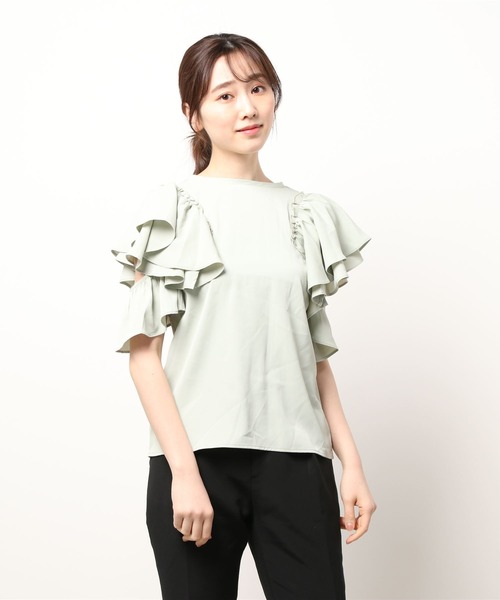 DURAS（デュラス）の「２ＷＡＹオープンショルダーフリルトップ（Tシャツ/カットソー・レディース・ホワイト/ブラック/ミント/ピンク・FREE）」の22枚目の写真