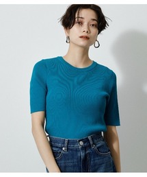 AZUL by moussy | HALF SLEEVE CREW NECK RIB TOPS/ハーフスリーブクルーネックリブトップス(ニット/セーター)