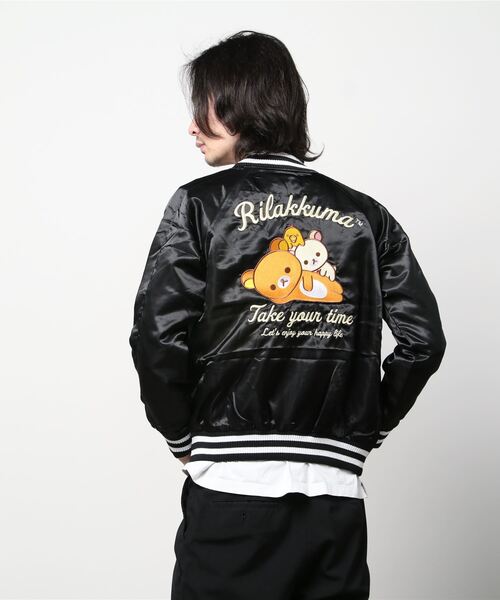 Dim Moire ブラック サテン スカジャン Dim Moire ブラック サテン スカジャン