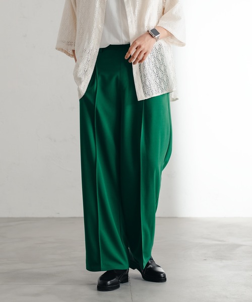 epnok（エプノック）の「ワイドストレートスラックス（スラックス・メンズ・ブラック/グリーン/ライトグリーン/グレイッシュベージュ・SMALL/MEDIUM/LARGE）」の3枚目の写真