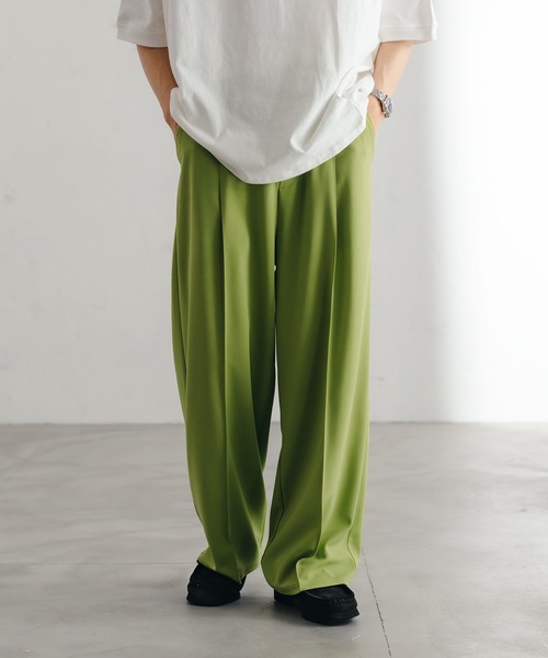 epnok（エプノック）の「ワイドストレートスラックス（スラックス・メンズ・ブラック/グリーン/ライトグリーン/グレイッシュベージュ・SMALL/MEDIUM/LARGE）」の4枚目の写真