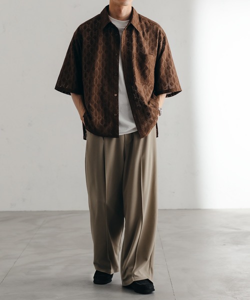 【日本未発売】1dyLL ワイドスラックス Perushu スラックス スタッズストライプワイドスラックス メンズ