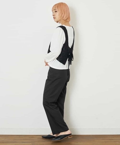 A de a.v.v（アードアー・ヴェ・ヴェ）の「［2点セット］レースビスチェ／パフ袖TEE（アンサンブル・レディース・パープル/ブラック・39）」の8枚目の写真