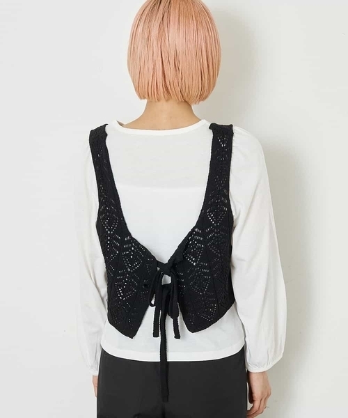 A de a.v.v（アードアー・ヴェ・ヴェ）の「［2点セット］レースビスチェ／パフ袖TEE（アンサンブル・レディース・パープル/ブラック・39）」の12枚目の写真