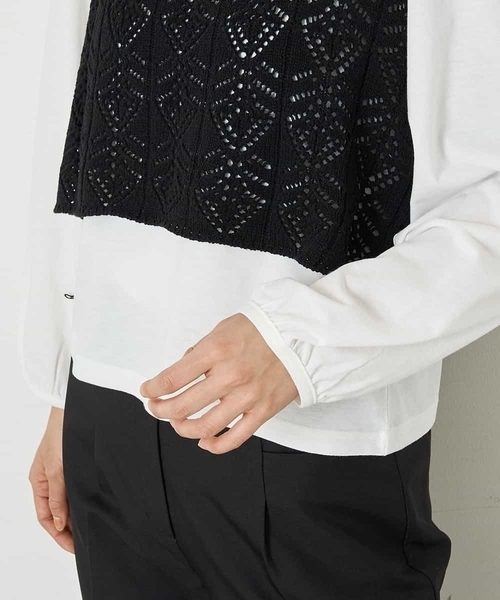 A de a.v.v（アードアー・ヴェ・ヴェ）の「［2点セット］レースビスチェ／パフ袖TEE（アンサンブル・レディース・パープル/ブラック・39）」の14枚目の写真