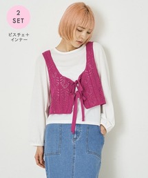 A de a.v.v | （2点セット）レースビスチェ／パフ袖TEE(アンサンブル)