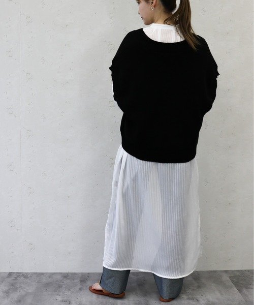Per sist ence（パーシエンス）の「Per sist ence/パーシエンス　シアーストライプ シャツワンピース（シャツワンピース・レディース・ブラック/ブルー/ミント/オフホワイト・FREE）」の12枚目の写真