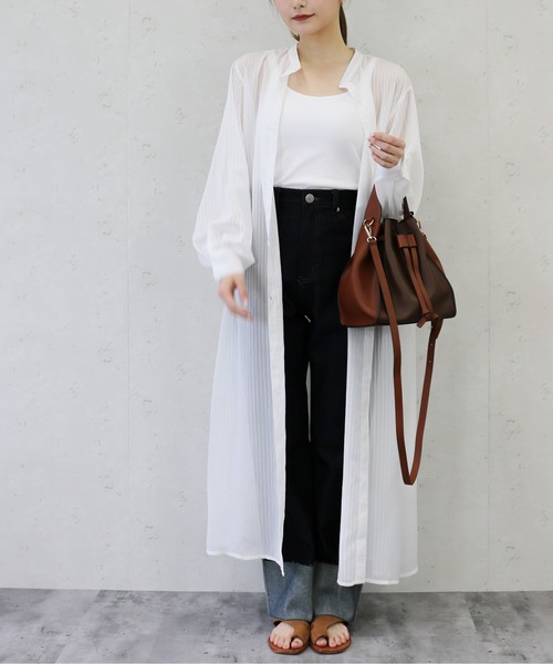 Per sist ence（パーシエンス）の「Per sist ence/パーシエンス　シアーストライプ シャツワンピース（シャツワンピース・レディース・ブラック/ブルー/ミント/オフホワイト・FREE）」の17枚目の写真