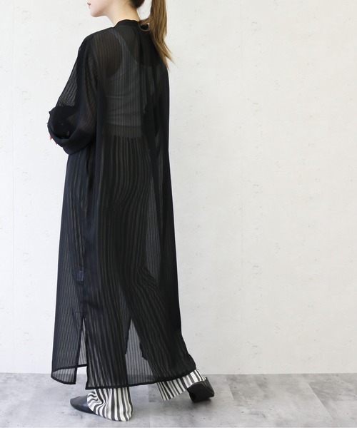 Per sist ence（パーシエンス）の「Per sist ence/パーシエンス　シアーストライプ シャツワンピース（シャツワンピース・レディース・ブラック/ブルー/ミント/オフホワイト・FREE）」の20枚目の写真