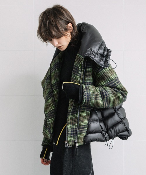 AULA AILA(アウラアイラ)の「コンビネーションブルゾン(ダウンジャケット/コート・レディース・ブラック/グリーン/パープル・0)」の7枚目の写真