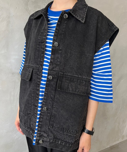 kutir(クティール)の「デニムベスト(ベスト・レディース・ライトブルー/ブラック・FREE)」の9枚目の写真