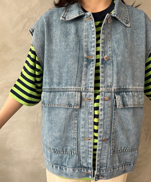 kutir(クティール)の「デニムベスト(ベスト・レディース・ライトブルー/ブラック・FREE)」の10枚目の写真