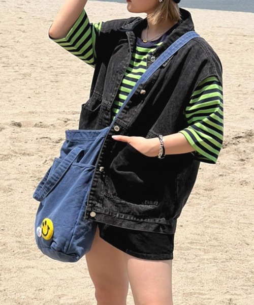 kutir(クティール)の「デニムベスト(ベスト・レディース・ライトブルー/ブラック・FREE)」の3枚目の写真